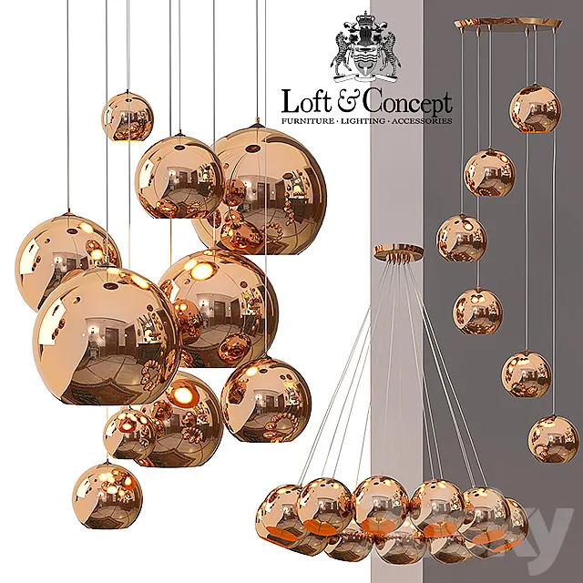 Copper Shade Chandelier 3DModel Copper Shade Chandelier 3DModel