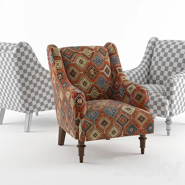 Copyright soft armchair upholstery into East 3 3DModel