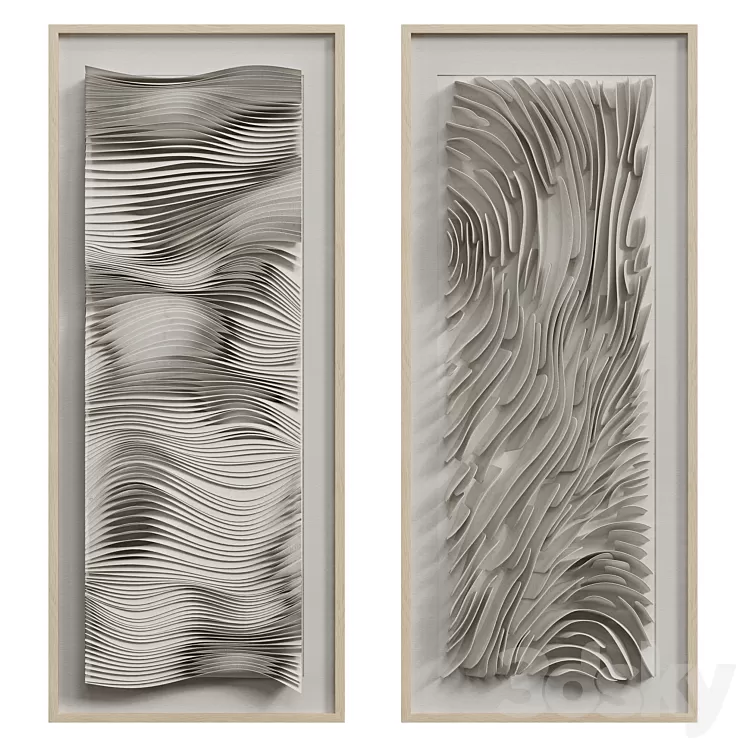 Coral Reef Large Wall Decoraion in frames 3D Model Free Download