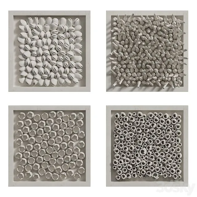 Coral Reef Wall Decoration in frames 2 3D Model Coral Reef Wall Decoration in frames 2 3D Model