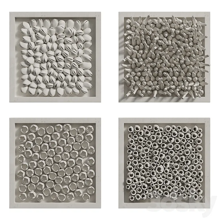 Coral Reef Wall Decoration in frames 2 3D Model Free Download