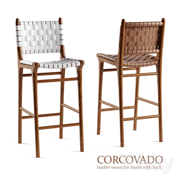 Corcovado Leather Weave Barstool 3D Model