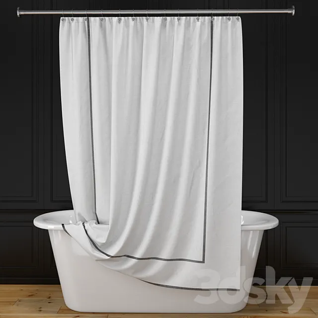 “Corey” bath + shower curtain + rail 3DModel “Corey” bath + shower curtain + rail 3DModel