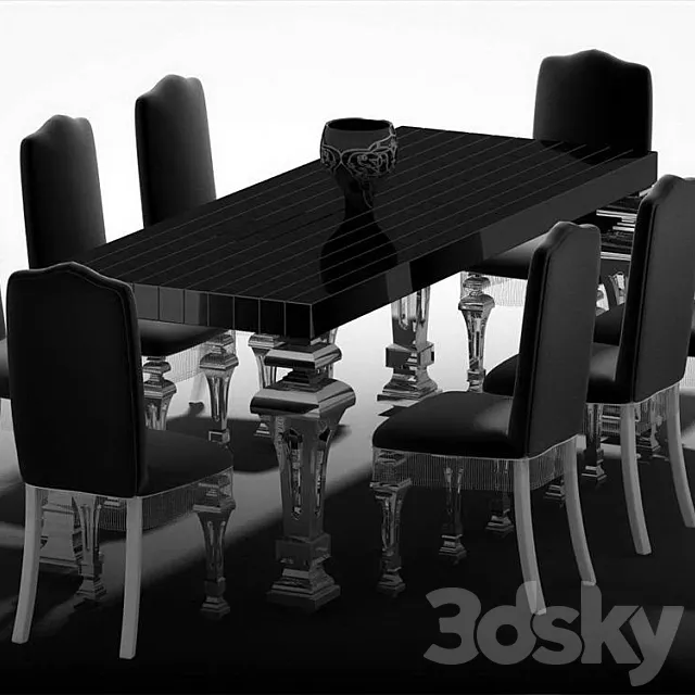 Cornelio Cappellinii-Tavolo 900A + Sedia Neoclassika 3D Model Cornelio Cappellinii-Tavolo 900A + Sedia Neoclassika 3D Model