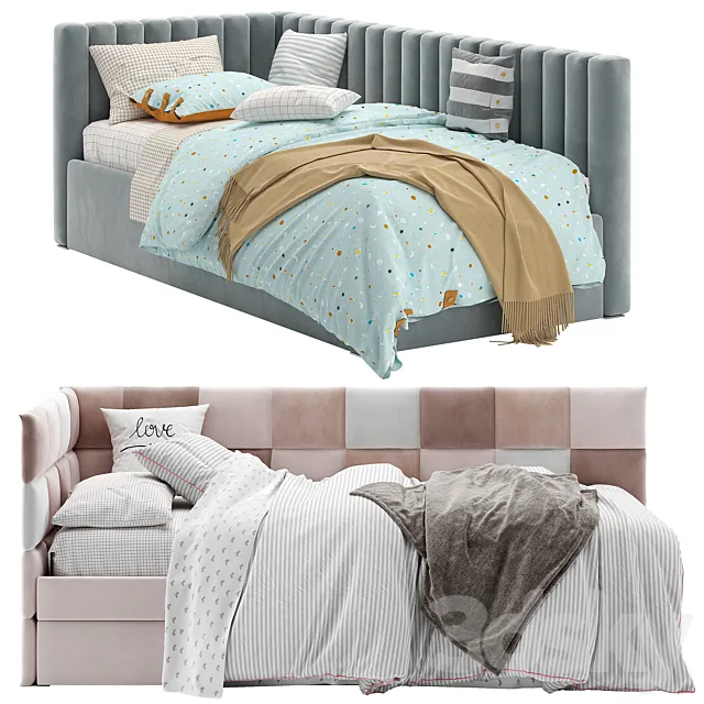 Corner Bed With Panels 3DModel Corner Bed With Panels 3DModel