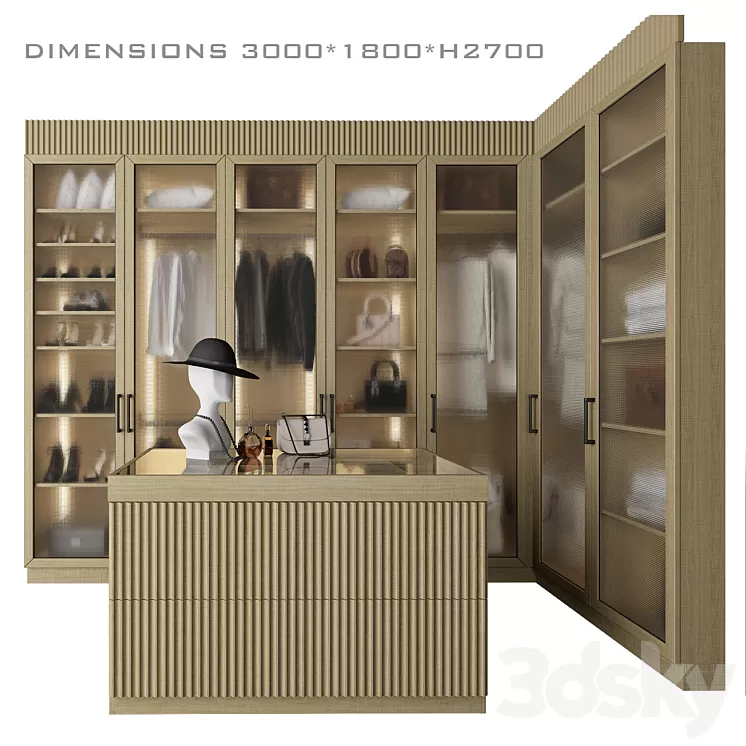 Corner dressing room with an island_3 3D Model Free Download