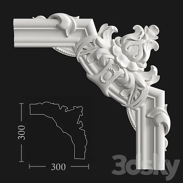 Corner element Gaudi Decor CF3007A 3D Model Corner element Gaudi Decor CF3007A 3D Model