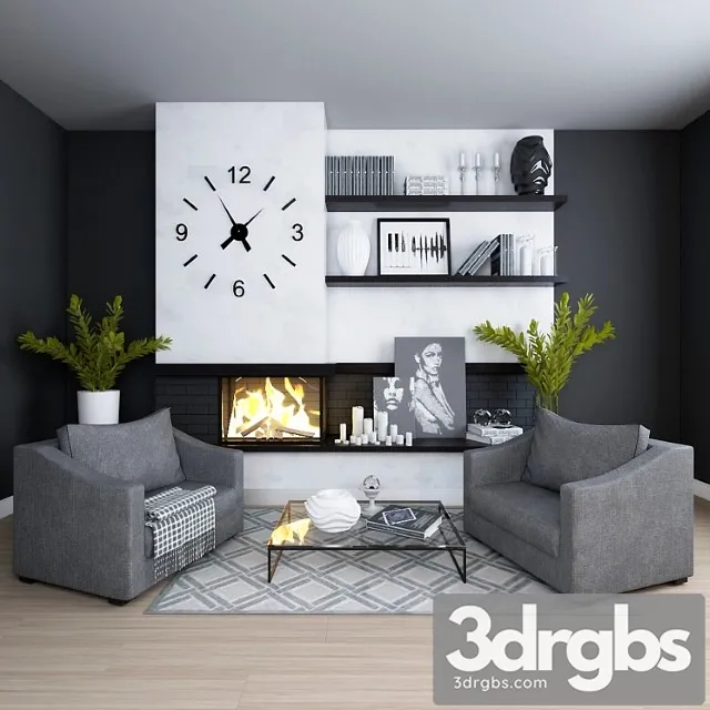 Corner fireplace 2 3D Model Download Corner fireplace 2 3D Model Download