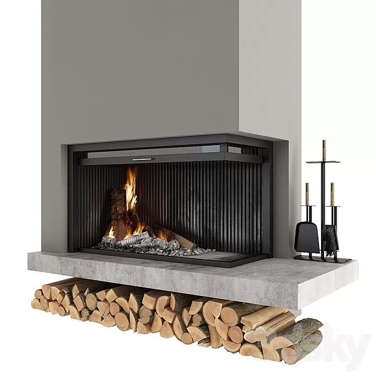 Corner fireplace 3D Model