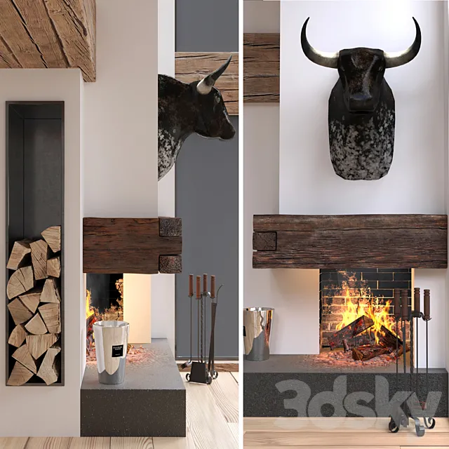 Corner fireplace 3DModel