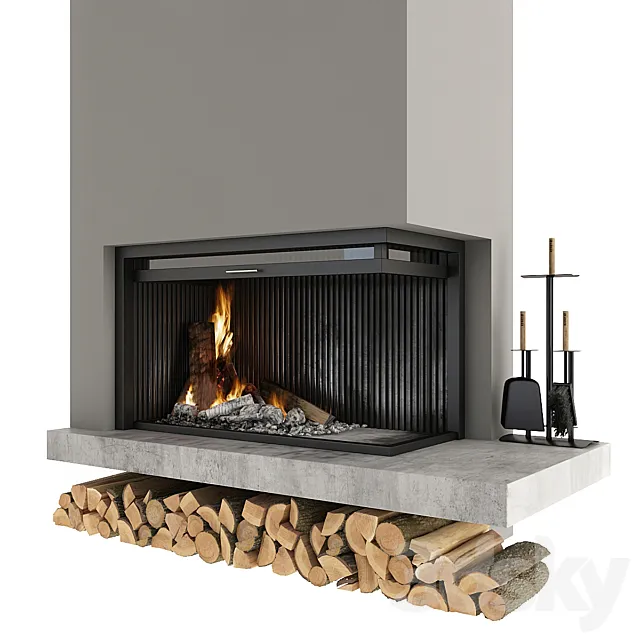 Corner fireplace 3DModel