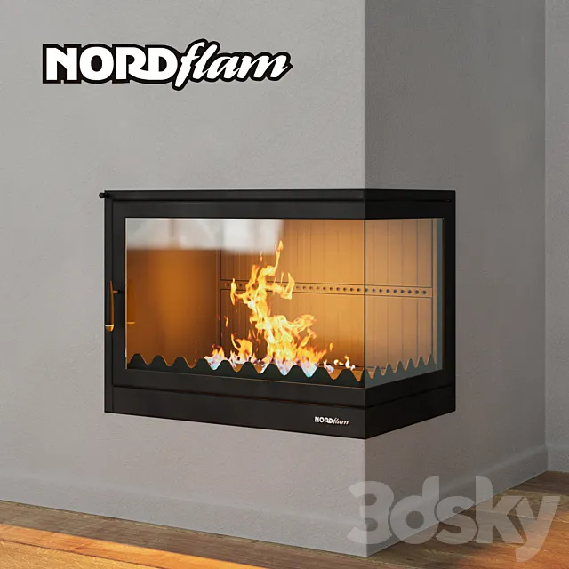 Corner fireplace Nordflam Torres (vray + corona) 3DModel