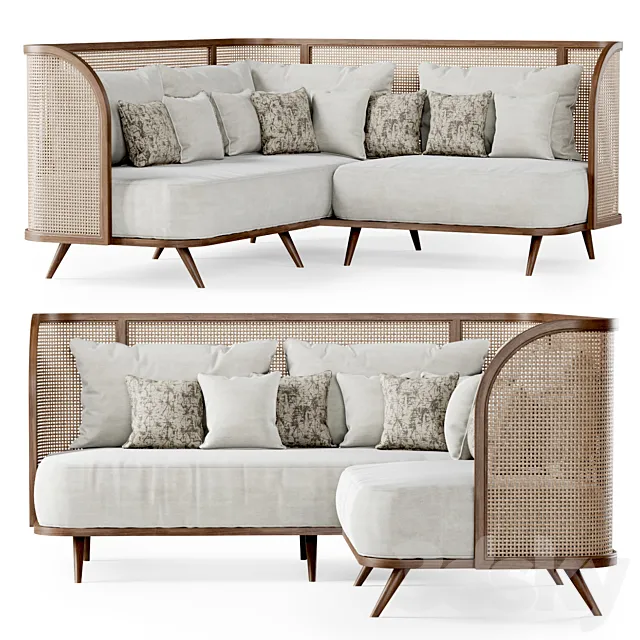 Corner garden sofa HLS _ Rattan corner sofa 3D Model