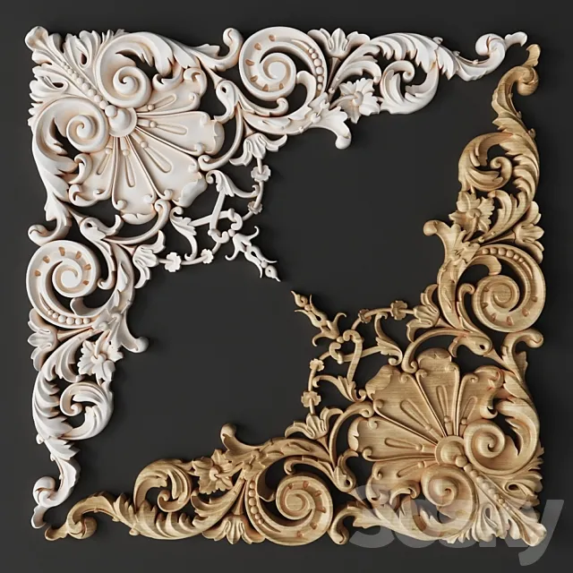 Corner pad carved N-357 3D Model Corner pad carved N-357 3D Model