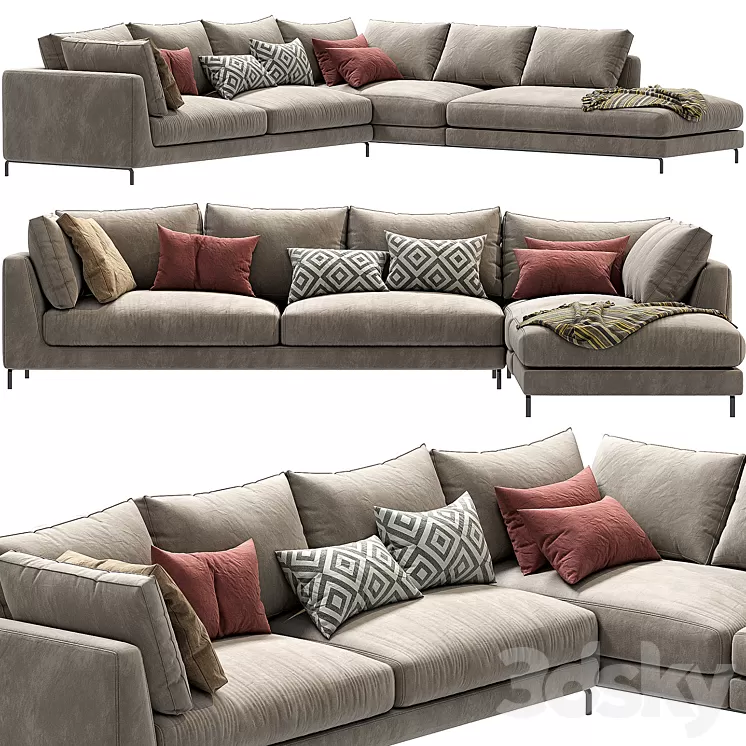 Corner-Sectional-Fabric-Sofa-ray-Sectional-Sofa 3D Model Free Download