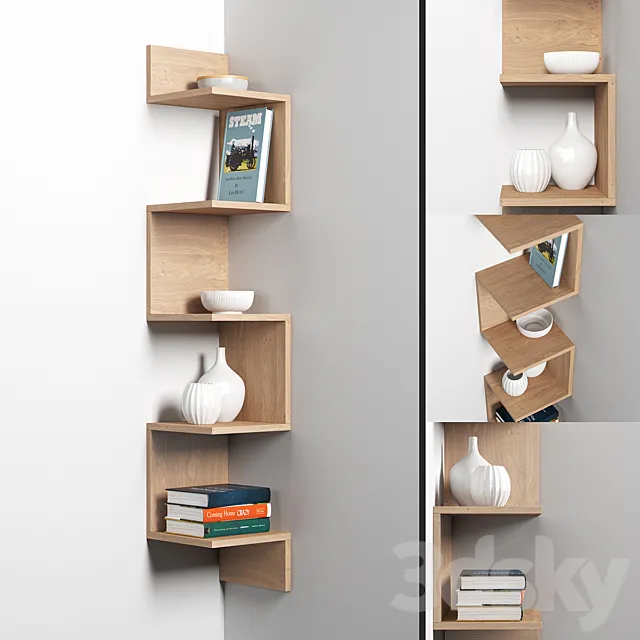 Corner shelf with decor 3D Model