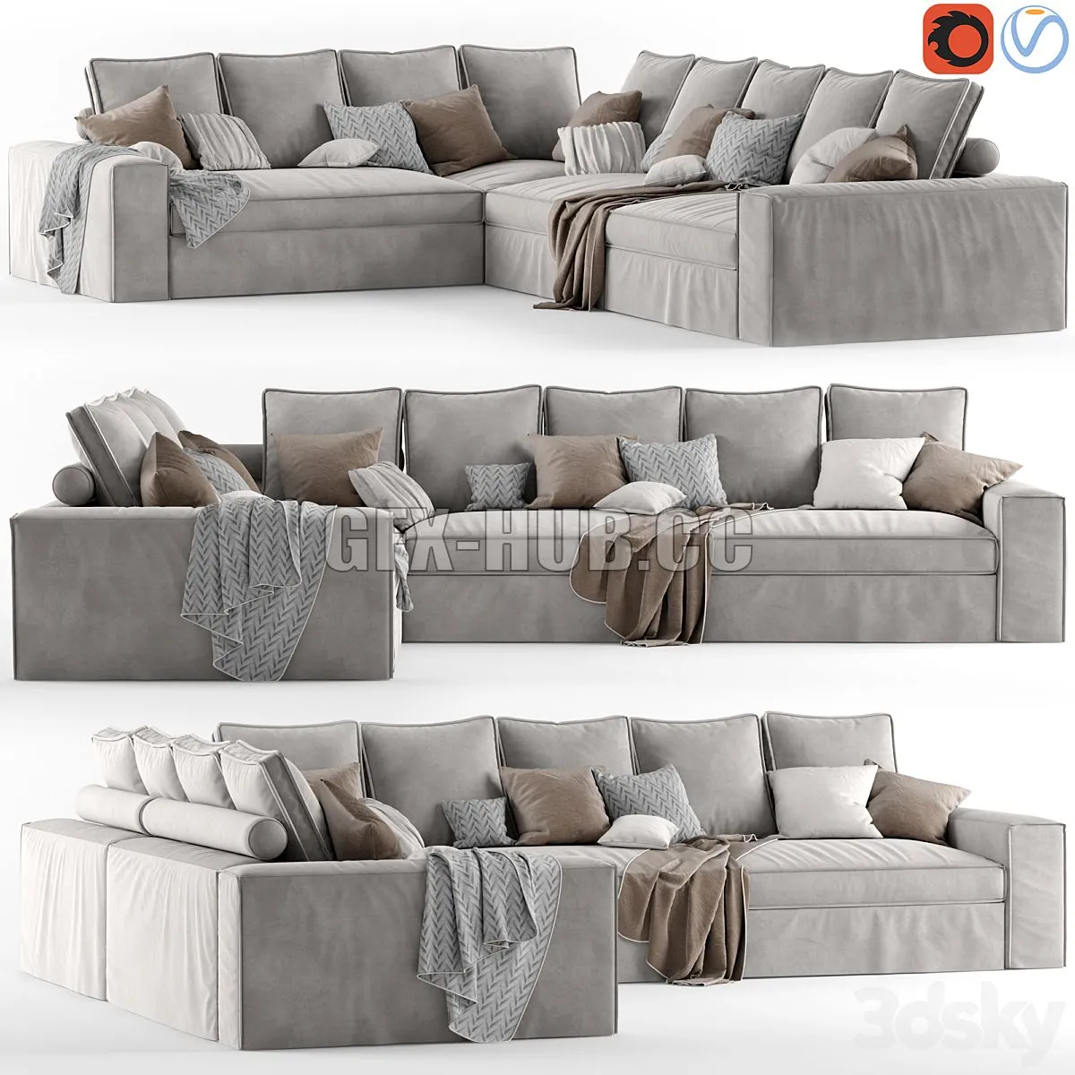 Corner sofa Alberta Salotti Santorini 3D Model