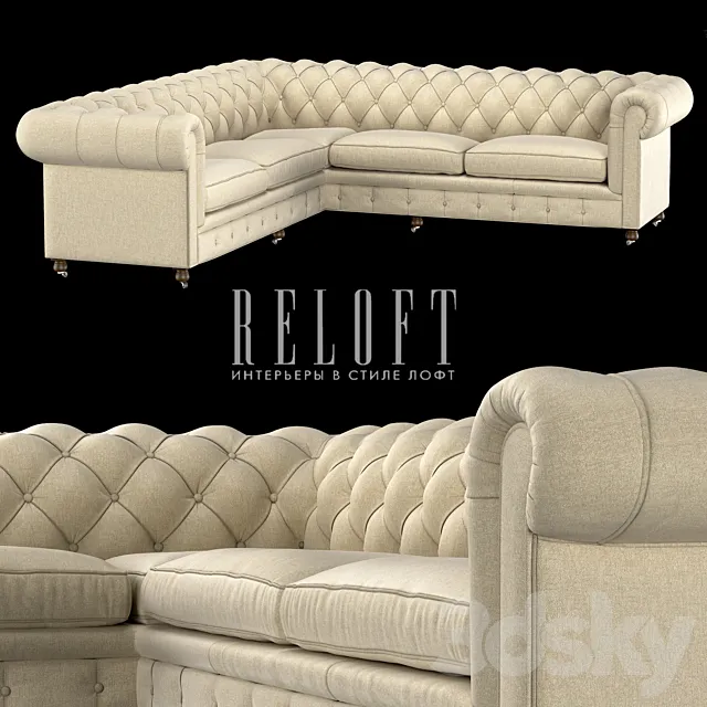 CORNER SOFA Chesterfield 56860113 BLSA 3D Model