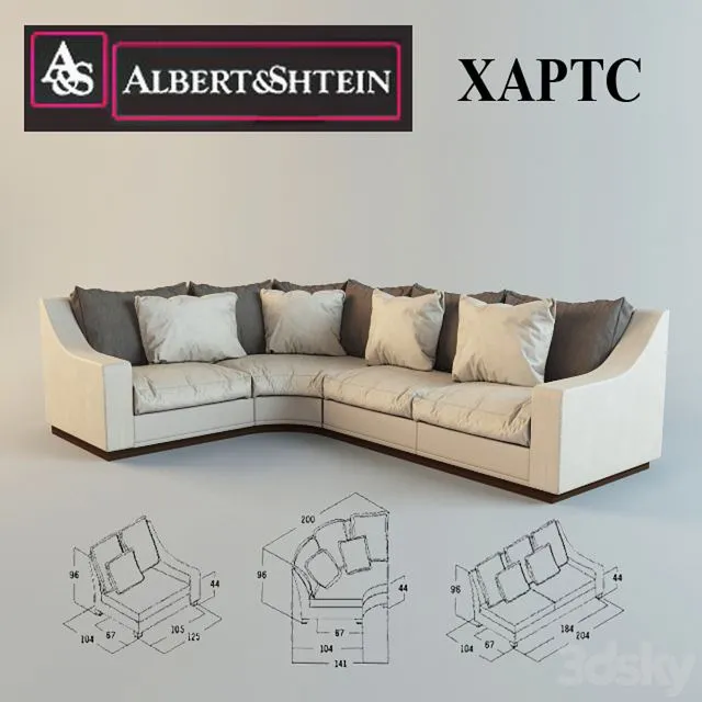 Corner sofa Hearts albert&shtein 3D Model Corner sofa Hearts albert&shtein 3D Model