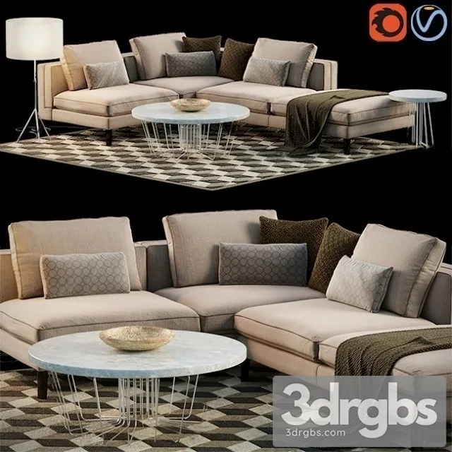 Corner Sofa Set 01 3D Model Download Corner Sofa Set 01 3D Model Download