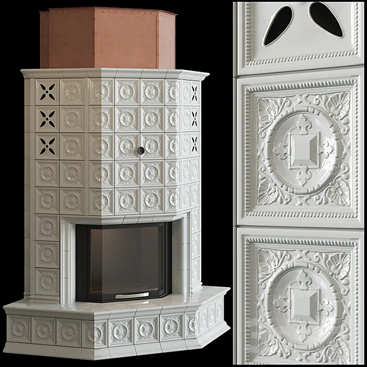 Corner stove with tiles 3D Model Free Download