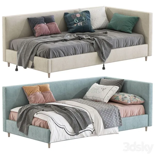 Corner Timo Upholstered Bed 3D Model Corner Timo Upholstered Bed 3D Model