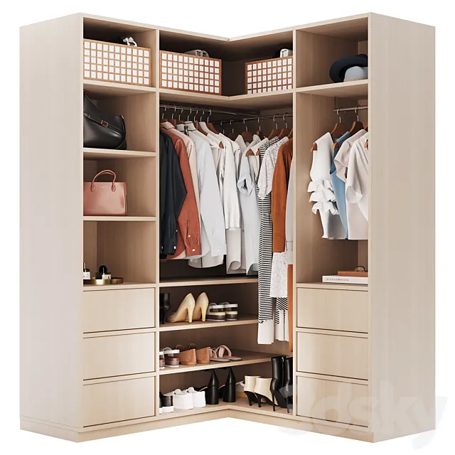 Corner wardrobe 3D Model Corner wardrobe 3D Model
