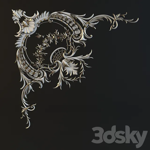 corner with gilding 3D Model