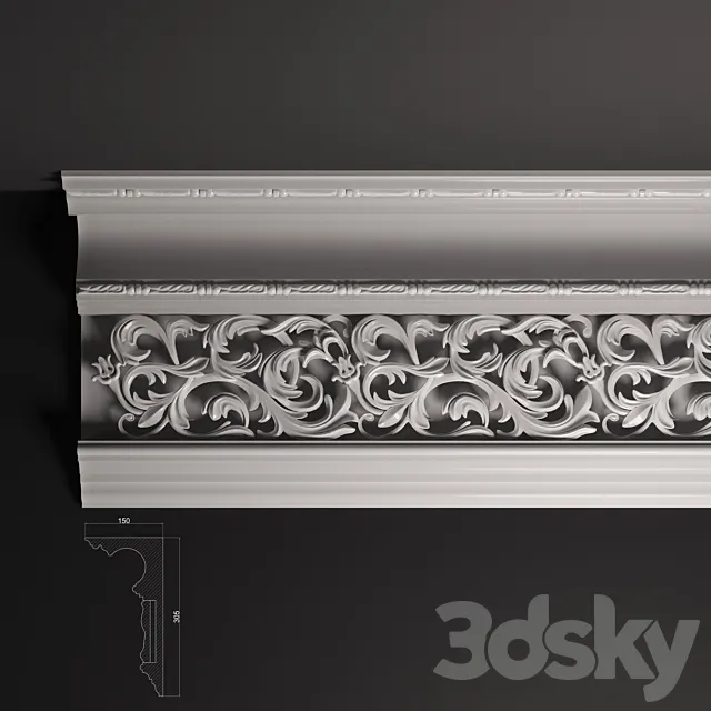Cornice Torus Style 3D Model Cornice Torus Style 3D Model
