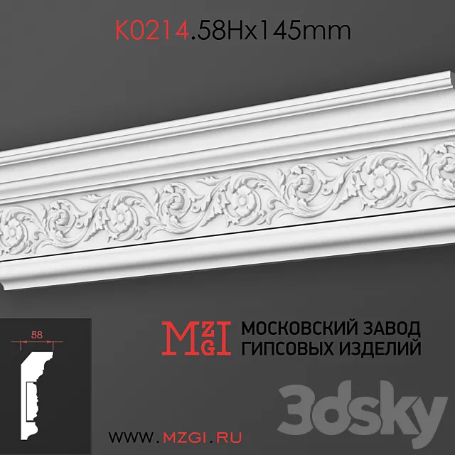 Cornices patterned plaster moldings K0214.58Nx145mm 3D Model