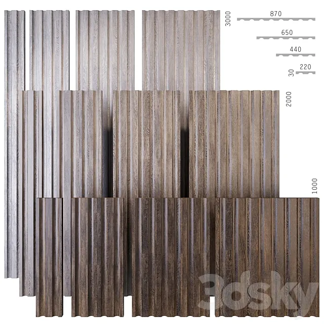 Corrugated wood panels WD5 3D Model Corrugated wood panels WD5 3D Model