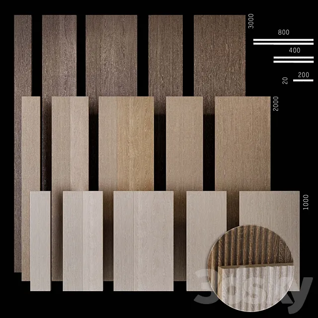Corrugated wood panels WD9 3D Model Corrugated wood panels WD9 3D Model