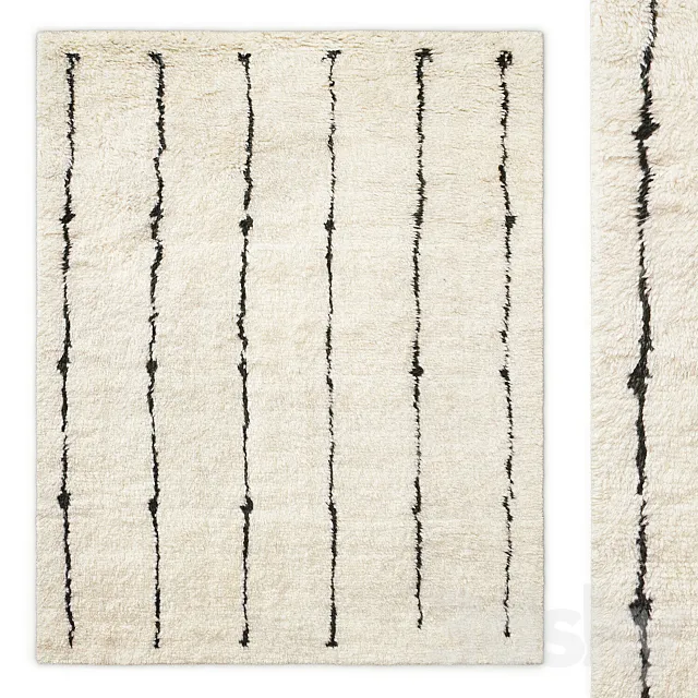 Corsivo Hand-Knotted Wool Rug RH 3D Model Corsivo Hand-Knotted Wool Rug RH 3D Model