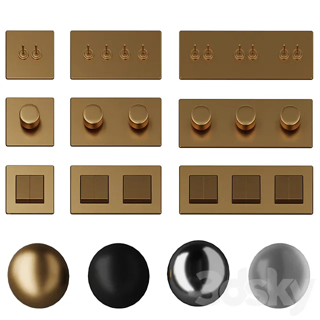 Corston Switches and sockets glass 3D Model