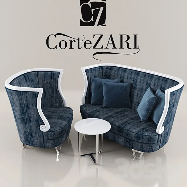 Corte Zari GAUDI sofa armchair and table 3D Model Corte Zari GAUDI sofa armchair and table 3D Model
