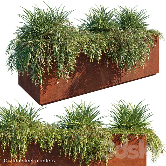 Corten Steel Planters 3DModel Corten Steel Planters 3DModel
