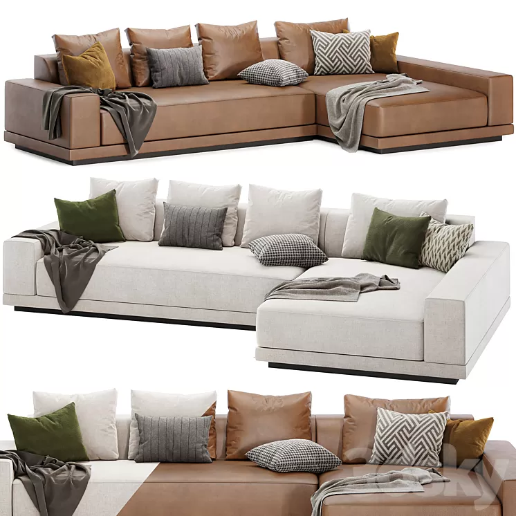 Cortona Sofa Chaise Sectional 3D Model Free Download