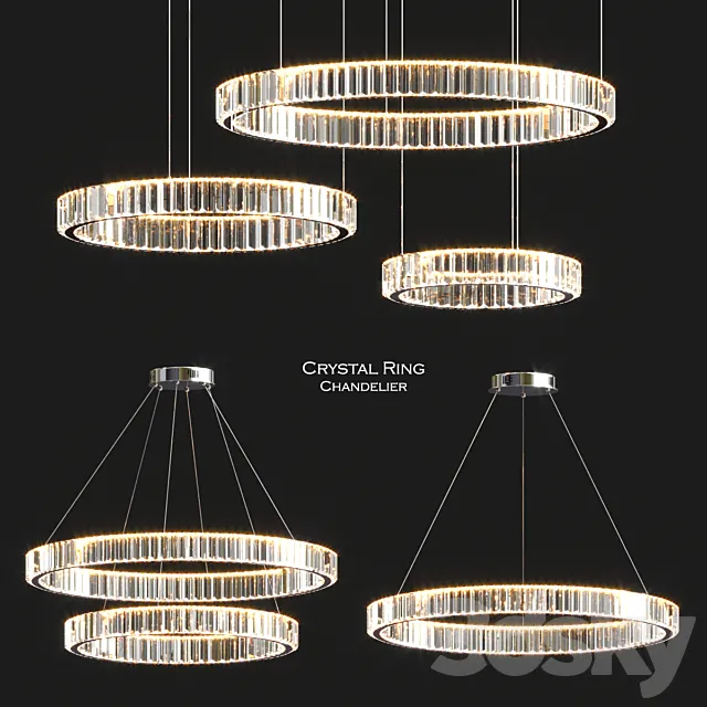 Corynn Crystal Ring Chandelier 3D Model