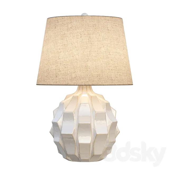 Cosgrove Mid-Century White Ceramic Table Lamp 3D Model