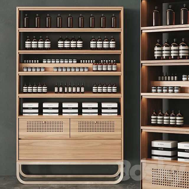 Cosmetic set with chest of drawers and shelves 2 3DModel