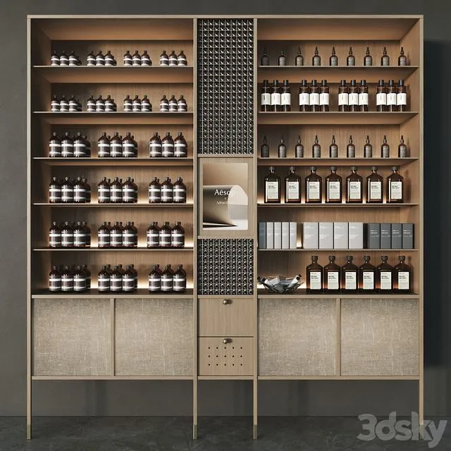 Cosmetic set with chest of drawers and shelves 3D Model