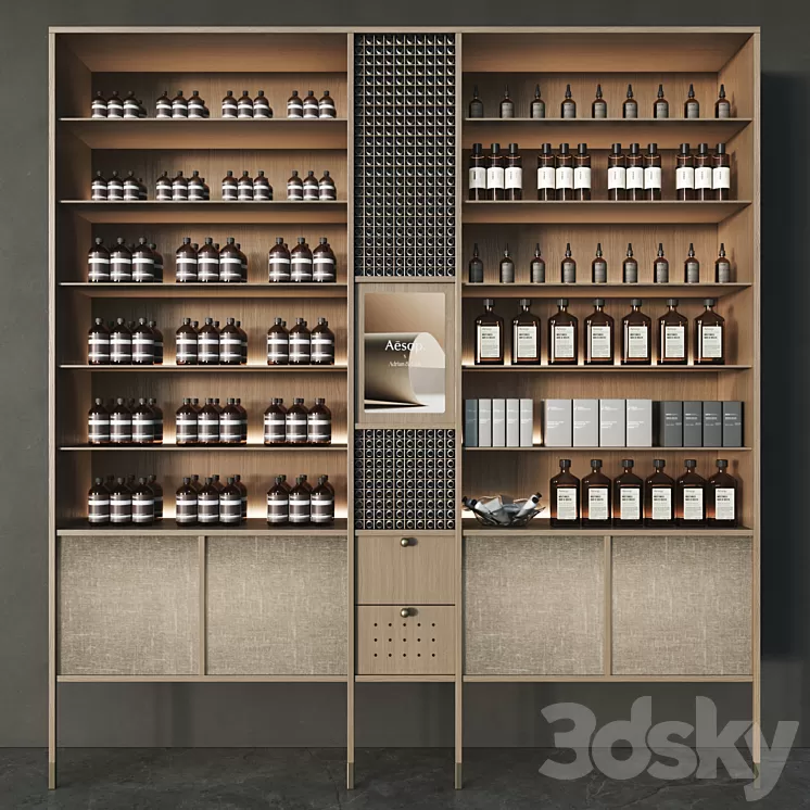Cosmetic set with chest of drawers and shelves 3D Model Free Download