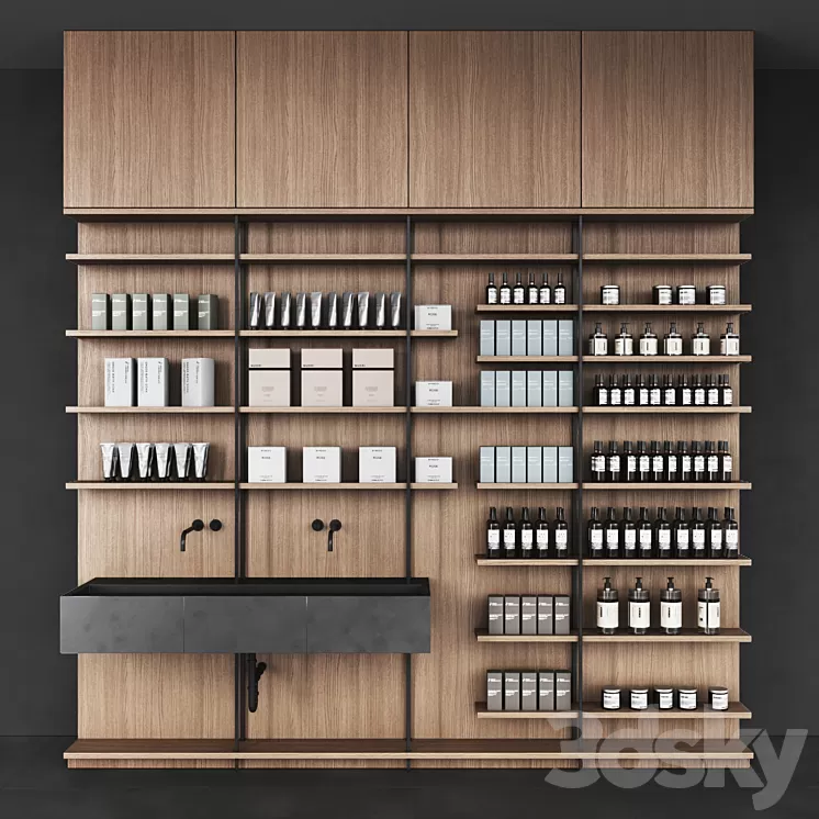 Cosmetic set wooden shelving 3D Model