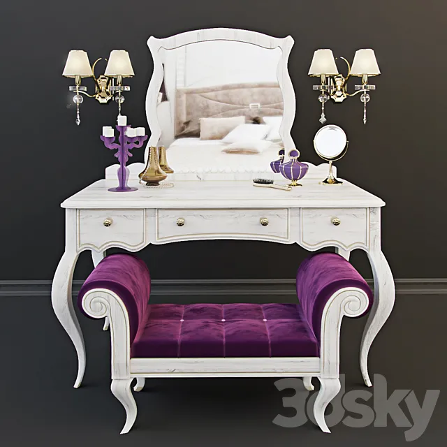Cosmetic table with decor 3D Model Cosmetic table with decor 3D Model