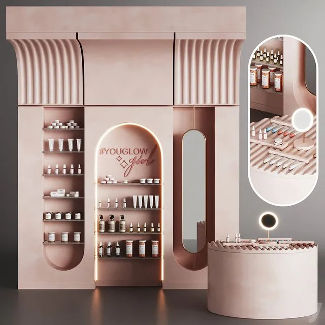 Cosmetics set in pink 3D Model