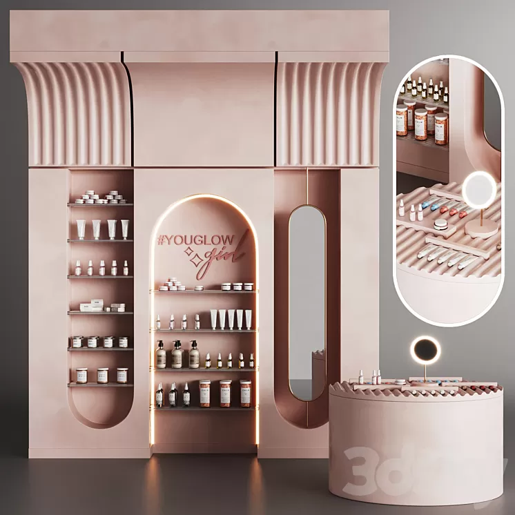Cosmetics set in pink 3D Model