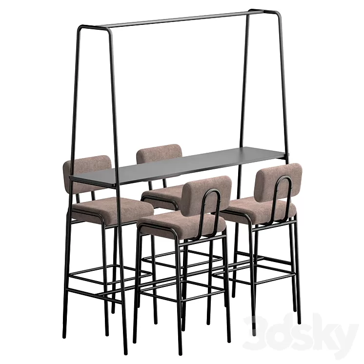 Cosmo Bar Stool and Table 2 3D Model