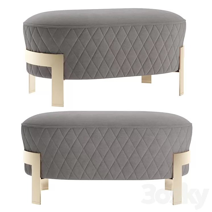Cosmo Ottoman with metal legs 2 3D Model Cosmo Ottoman with metal legs 2 3D Model