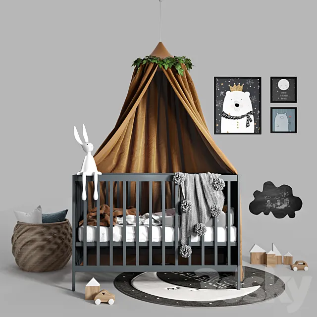 Cot with canopy 3DModel Cot with canopy 3DModel