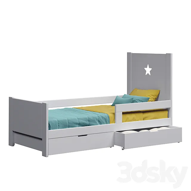 Cot with drawers for storage Dream House Kids 3D Model Cot with drawers for storage Dream House Kids 3D Model